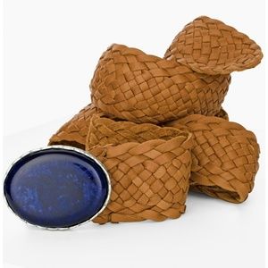 Chico’s Brown Leather Braided Navy Buckle Belt